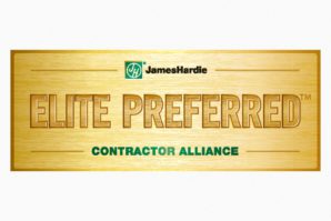 A wood plaque that says james hardie elite preferred contractor alliance.