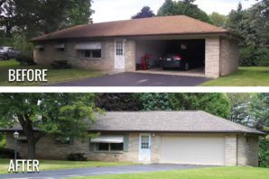 A before and after picture of the garage.