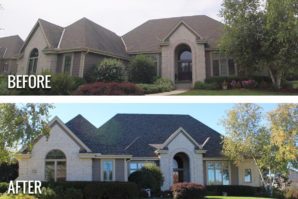 A before and after picture of a house