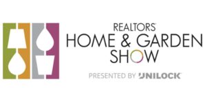 A logo for the realtors home and garden show.