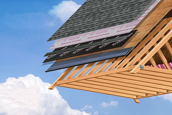 A roof is being built with the help of roofing materials.